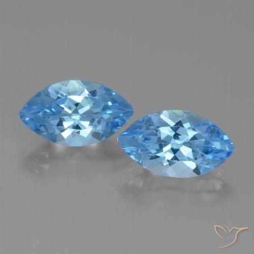 7.76ctw Natural Azul Suizo Topacio, Marquesa, VVS-VS