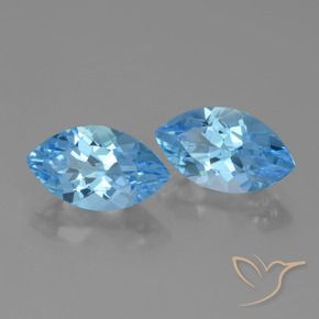 Gemas de Topacio Azul Suizo natural de 7.76 ct, Marquesa, VVS-VS