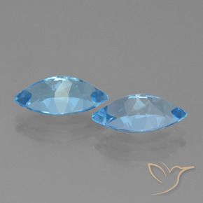 Gemas de Topacio Azul Suizo natural de 7.76 ct, Marquesa, VVS-VS