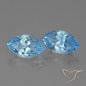 Gemas de Topacio Azul Suizo natural de 8.77 ct, Marquesa, VVS-VS