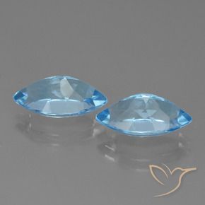 Gemas de Topacio Azul Suizo natural de 8.77 ct, Marquesa, VVS-VS