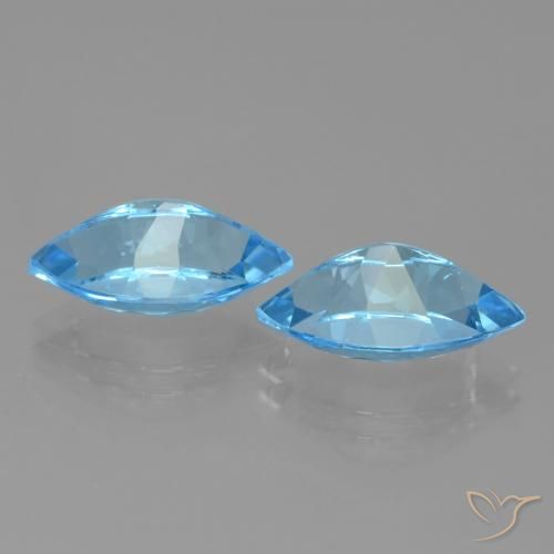 Gemas de Topacio Azul Suizo natural de 8.52 ct, Marquesa, VVS