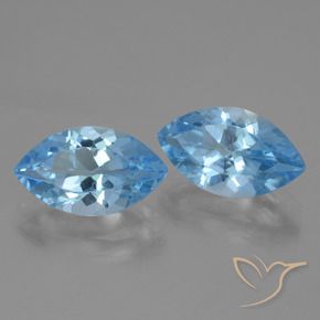 Gemas de Topacio Azul Suizo natural de 8.10 ct, Marquesa, VVS