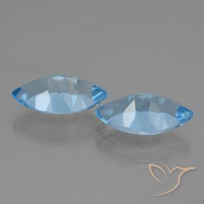 Gemas de Topacio Azul Suizo natural de 8.10 ct, Marquesa, VVS