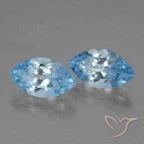 Gemas de Topacio Azul Suizo natural de 8.21 ct, Marquesa, VVS