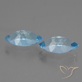 Gemas de Topacio Azul Suizo natural de 8.21 ct, Marquesa, VVS
