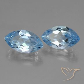 Gemas de Topacio Azul Cielo natural de 8.19 ct, Marquesa, VVS-VS