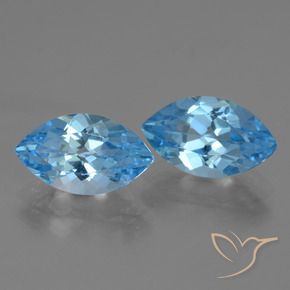 Gemas de Topacio Azul Suizo natural de 8.81 ct, Marquesa, VVS-VS