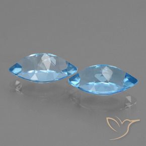 Gemas de Topacio Azul Suizo natural de 8.81 ct, Marquesa, VVS-VS