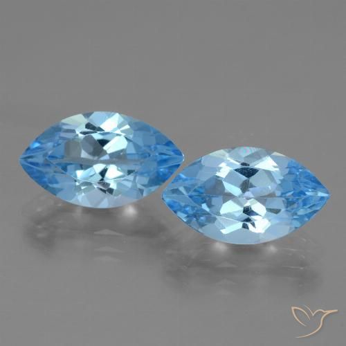 8.28ctw Natural Azul Suizo Topacio, Marquesa, VVS-VS
