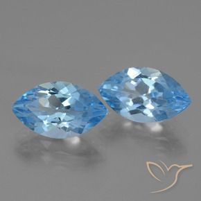 Gemas de Topacio Azul Suizo natural de 8.28 ct, Marquesa, VVS-VS