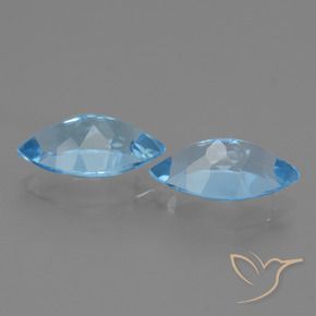 Gemas de Topacio Azul Suizo natural de 8.28 ct, Marquesa, VVS-VS