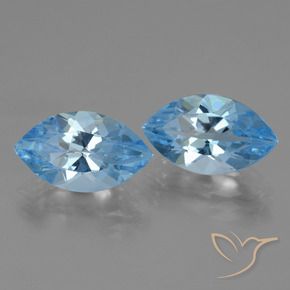 Gemas de Topacio Azul Suizo natural de 8.11 ct, Marquesa, VVS