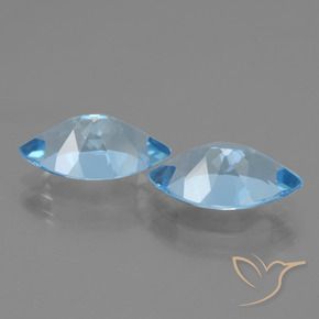 Gemas de Topacio Azul Suizo natural de 8.11 ct, Marquesa, VVS