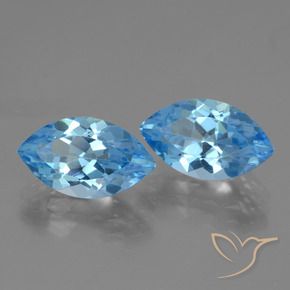 Gemas de Topacio Azul Suizo natural de 8.49 ct, Marquesa, VVS