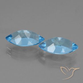 Gemas de Topacio Azul Suizo natural de 8.49 ct, Marquesa, VVS
