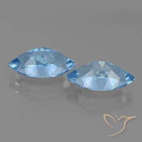 Gemas de Topacio Azul Cielo natural de 8.65 ct, Marquesa, VS