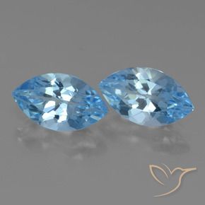 Gemas de Topacio Azul Suizo natural de 8.47 ct, Marquesa, VVS-VS