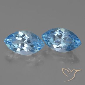 Gemas de Topacio Azul Suizo natural de 8.36 ct, Marquesa, VVS