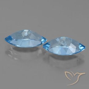 Gemas de Topacio Azul Suizo natural de 8.36 ct, Marquesa, VVS