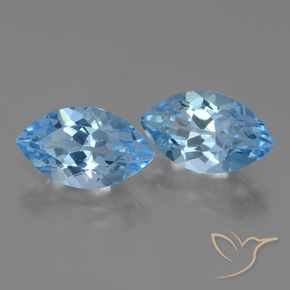 Gemas de Topacio Azul Suizo natural de 8.41 ct, Marquesa, VVS