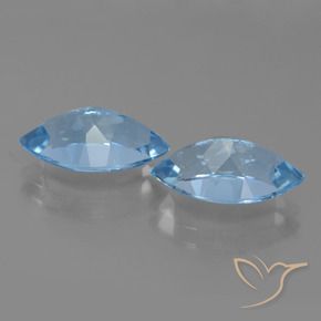 Gemas de Topacio Azul Suizo natural de 8.41 ct, Marquesa, VVS