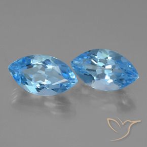 Gemas de Topacio Azul Suizo natural de 8.44 ct, Marquesa, VVS-VS