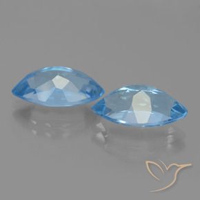 Gemas de Topacio Azul Suizo natural de 8.44 ct, Marquesa, VVS-VS
