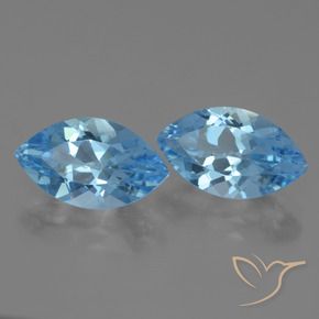 Gemas de Topacio Azul Suizo natural de 8.20 ct, Marquesa, VVS-VS