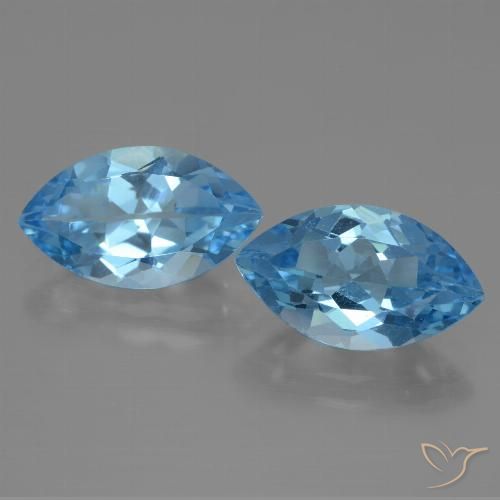 8.40ctw Natural Azul Suizo Topacio, Marquesa, VVS-VS