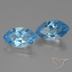 Gemas de Topacio Azul Suizo natural de 8.40 ct, Marquesa, VVS-VS