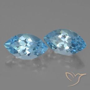 Gemas de Topacio Azul Cielo natural de 8.67 ct, Marquesa, VVS-VS