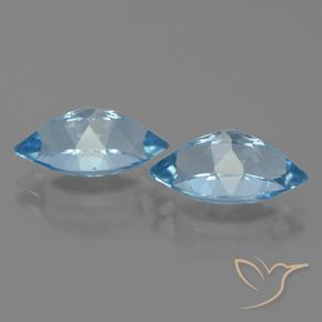 Gemas de Topacio Azul Cielo natural de 8.67 ct, Marquesa, VVS-VS