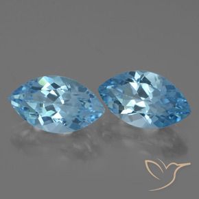 Gemas de Topacio Azul Suizo natural de 8.46 ct, Marquesa, VVS