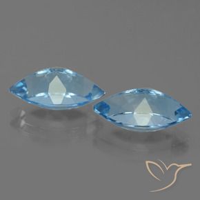 Gemas de Topacio Azul Suizo natural de 8.46 ct, Marquesa, VVS