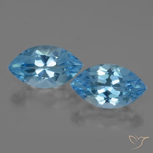 8.42ctw Natural Azul Suizo Topacio, Marquesa, VVS-VS