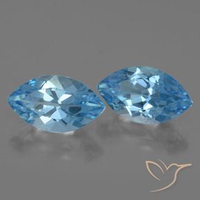 Gemas de Topacio Azul Suizo natural de 8.42 ct, Marquesa, VVS-VS