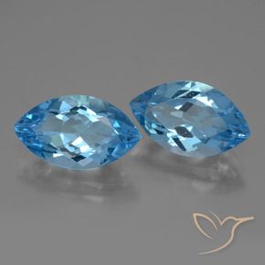 Gemas de Topacio Azul Suizo natural de 8.11 ct, Marquesa, VVS-VS