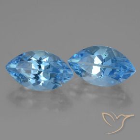 Gemas de Topacio Azul Suizo natural de 8.84 ct, Marquesa, VVS