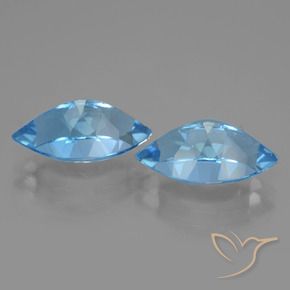 Gemas de Topacio Azul Suizo natural de 8.84 ct, Marquesa, VVS