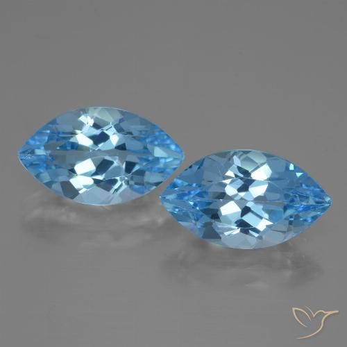 8.20ctw Natural Azul Cielo Topacio, Marquesa, VVS-VS