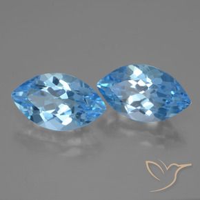 Gemas de Topacio Azul Cielo natural de 8.20 ct, Marquesa, VVS-VS