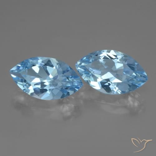 Gemas de Topacio Azul Suizo natural de 7.73 ct, Marquesa, VVS-VS