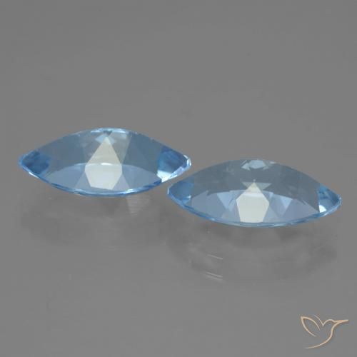 Gemas de Topacio Azul Suizo natural de 7.73 ct, Marquesa, VVS-VS