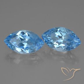 Gemas de Topacio Azul Suizo natural de 8.58 ct, Marquesa, VVS