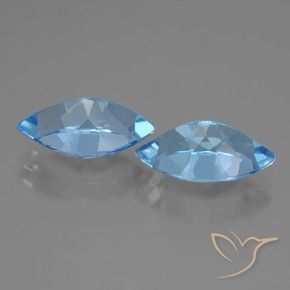 Gemas de Topacio Azul Suizo natural de 8.58 ct, Marquesa, VVS