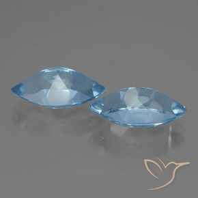 Gemas de Topacio Azul Suizo natural de 8.27 ct, Marquesa, VVS-VS