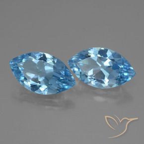 Gemas de Topacio Azul Suizo natural de 7.23 ct, Marquesa, VVS
