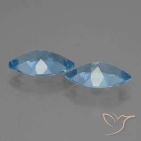 Gemas de Topacio Azul Suizo natural de 7.23 ct, Marquesa, VVS