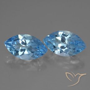 Gemas de Topacio Azul Suizo natural de 7.93 ct, Marquesa, VVS